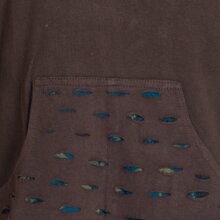 Vishes - Damen Kapuzenkleid Sweatkleid Hoodie-Kleid Langarm Baumwollkleid mit Kapuze Cutwork braun 40-42