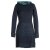 Vishes - Damen Kapuzenkleid Sweatkleid Hoodie-Kleid Langarm Baumwollkleid mit Kapuze Cutwork schwarz-türkis 34-36