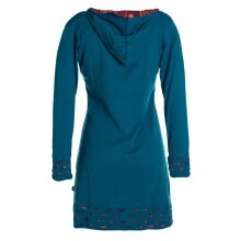 Vishes - Damen Kapuzenkleid Sweatkleid Hoodie-Kleid Langarm Baumwollkleid mit Kapuze Cutwork türkis 38