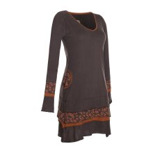Vishes Langarm Lagenlook Damen Kleid Jerseykleid Strickkleid Sweatshirtkleid Baumwolle braun 42