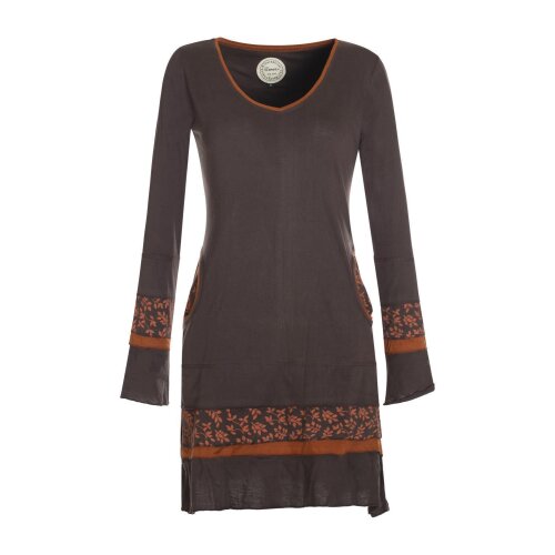 Vishes Langarm Lagenlook Damen Kleid Jerseykleid Strickkleid Sweatshirtkleid Baumwolle braun 44