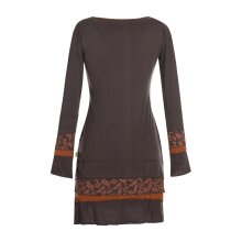 Vishes Langarm Lagenlook Damen Kleid Jerseykleid Strickkleid Sweatshirtkleid Baumwolle braun 44