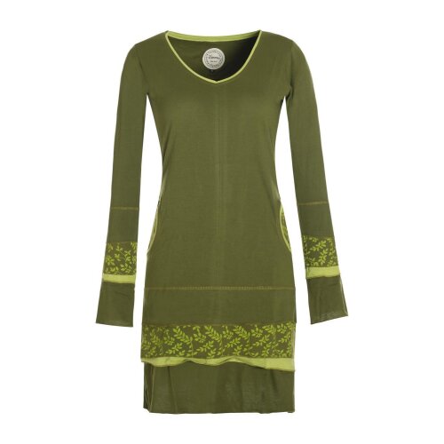 Vishes Langarm Lagenlook Damen Kleid Jerseykleid Strickkleid Sweatshirtkleid Baumwolle olive 42
