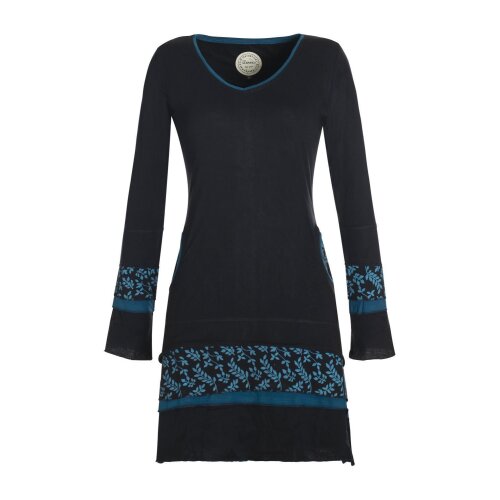 Vishes Langarm Lagenlook Damen Kleid Jerseykleid Strickkleid Sweatshirtkleid Baumwolle schwarz 44