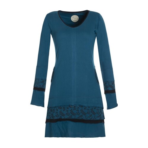 Vishes Langarm Lagenlook Damen Kleid Jerseykleid Strickkleid Sweatshirtkleid Baumwolle türkis 42