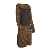 Vishes Langarm Damen Kleid Jerseykleid Strickkleid Sweatshirtkleid Sweatkleid mit Schnürung - Baumwolle braun 38