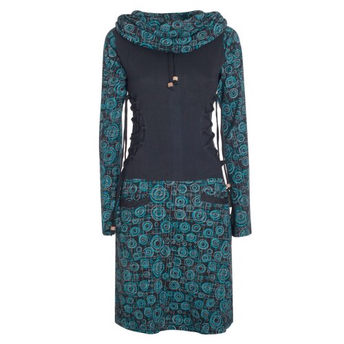 Vishes Langarm Damen Kleid Jerseykleid Strickkleid Sweatshirtkleid Sweatkleid mit Schnürung - Baumwolle schwarz 46