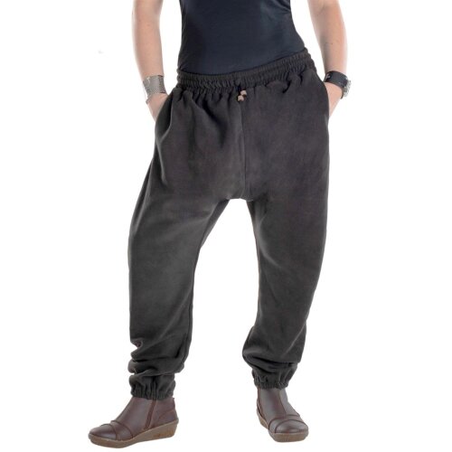Vishes - Warme Unisex Thermo Haremshose aus Fleece mit Tasche schwarz