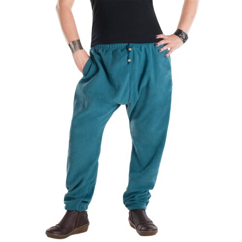 Vishes - Warme Unisex Thermo Haremshose aus Fleece mit Tasche türkis