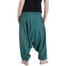 Vishes - Lange Unisex Baumwoll Haremshose Schlupfhose Einfarbig Einheitsgröße 34-46 türkisblau