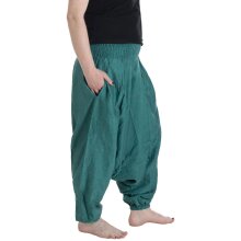 Vishes - Lange Unisex Baumwoll Haremshose Schlupfhose Einfarbig Einheitsgröße 34-46 türkisblau