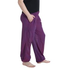 Vishes Lange Damen Sommerhose Haremshose Schlupfhose einfarbig Dehnbund mit Taschen Einheitsgröße (34-46) blaurosa