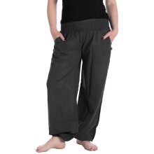 Vishes Lange Damen Sommerhose Haremshose Schlupfhose einfarbig Dehnbund mit Taschen Einheitsgröße (34-46) schwarz