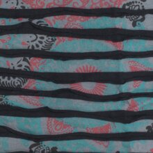 Vishes A Line Damen Wickelrock Kurzrock Mini Hippie Blumen Knöpfe Baumwolle  grau-schwarz 42-50