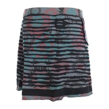Vishes A Line Damen Wickelrock Kurzrock Mini Hippie Blumen Knöpfe Baumwolle  grau-schwarz 42-50