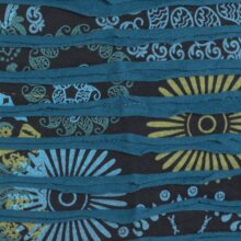 Vishes A Line Damen Wickelrock Kurzrock Mini Hippie Blumen Knöpfe Baumwolle  schwarz-türkis 36-46