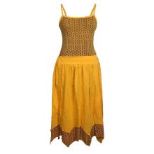 Vishes langes Damen Sommerkleid aus Jersey-Baumwolle mit wandelbarem Design und Blumenmuster gelb 34