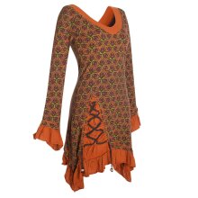 Langarm Damen Kleid Zipfelkleid Bedruckt Asymmetrisch mit...