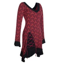 Langarm Damen Kleid Zipfelkleid Bedruckt Asymmetrisch mit...