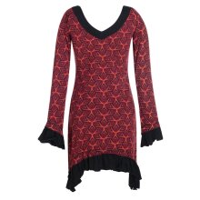 Langarm Damen Kleid Zipfelkleid Bedruckt Asymmetrisch mit...