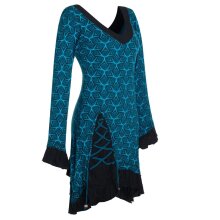 Langarm Damen Kleid Zipfelkleid Bedruckt Asymmetrisch mit...