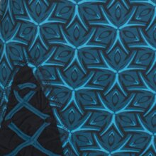 Langarm Damen Kleid Zipfelkleid Bedruckt Asymmetrisch mit Rüschen Volant türkis 36-38