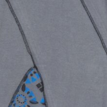 Vishes Langarm Damen Elfen Zipfelkleid Patchworkkleid Zipfelige Elfentunika Lagenlook Bedruckt grau 36