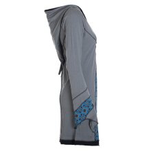 Vishes Langarm Damen Elfen Zipfelkleid Patchworkkleid Zipfelige Elfentunika Lagenlook Bedruckt grau 36