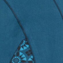 Vishes Langarm Damen Elfen Zipfelkleid Patchworkkleid Zipfelige Elfentunika Lagenlook Bedruckt türkis 44-46