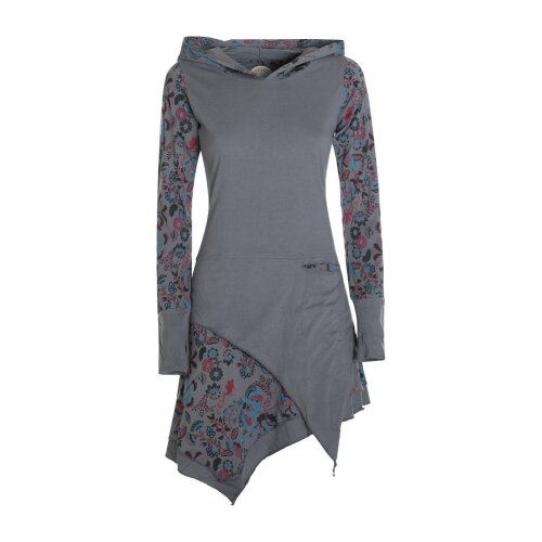 Vishes - Langarm Damen Kleid Elfen Zipfelkleid Zipfelige Elfentunika Bedruckt grau 34
