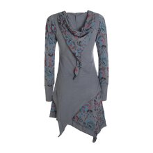 Vishes - Langarm Damen Kleid Elfen Zipfelkleid Zipfelige Elfentunika Bedruckt grau 40-42