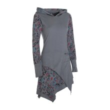 Vishes - Langarm Damen Kleid Elfen Zipfelkleid Zipfelige Elfentunika Bedruckt grau 40-42