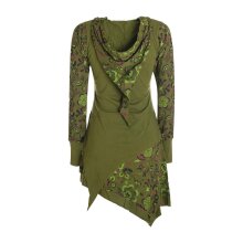 Vishes - Langarm Damen Kleid Elfen Zipfelkleid Zipfelige Elfentunika Bedruckt olive 36