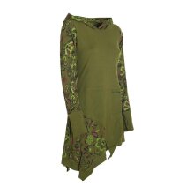Vishes - Langarm Damen Kleid Elfen Zipfelkleid Zipfelige Elfentunika Bedruckt olive 36