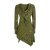 Vishes - Langarm Damen Kleid Elfen Zipfelkleid Zipfelige Elfentunika Bedruckt olive 36