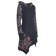 Vishes - Langarm Damen Kleid Elfen Zipfelkleid Zipfelige Elfentunika Bedruckt schwarz 38