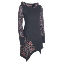 Vishes - Langarm Damen Kleid Elfen Zipfelkleid Zipfelige Elfentunika Bedruckt schwarz 48