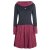 Vishes Langarm Damen Kleid Jerseykleid Strickkleid Ballonkleid - Kleid Damen Langarm Kleid Herbst schwarz-dunkelrot 34