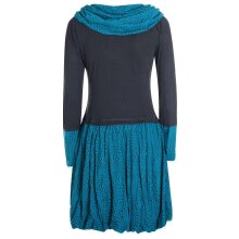 Vishes Langarm Damen Kleid Jerseykleid Strickkleid Ballonkleid - Kleid Damen Langarm Kleid Herbst schwarz-türkis 44
