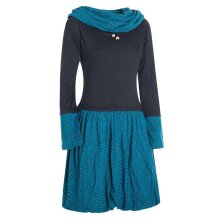 Vishes Langarm Damen Kleid Jerseykleid Strickkleid Ballonkleid - Kleid Damen Langarm Kleid Herbst schwarz-türkis 44