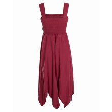 Vishes Zipfelkleid aus Bio Baumwolle Kleid mit Zipfeln und breiten Trägern - Kleid Damen Sommer Kleid lang dunkelrot 38-40