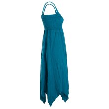 Vishes Zipfelkleid aus Bio Baumwolle Kleid mit Zipfeln und breiten Trägern - Kleid Damen Sommer Kleid lang türkis 34-36