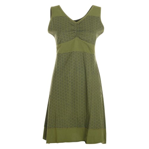 Vishes - Kurzes Damen Kleid Blumentunika Hemdchen Hängerchen ärmellos olive 44-46