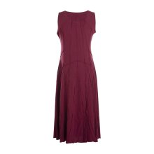 Vishes Langes Einfarbiges Damen Sommerkleid ohne Ärmel Patchwork dunkelrot 46