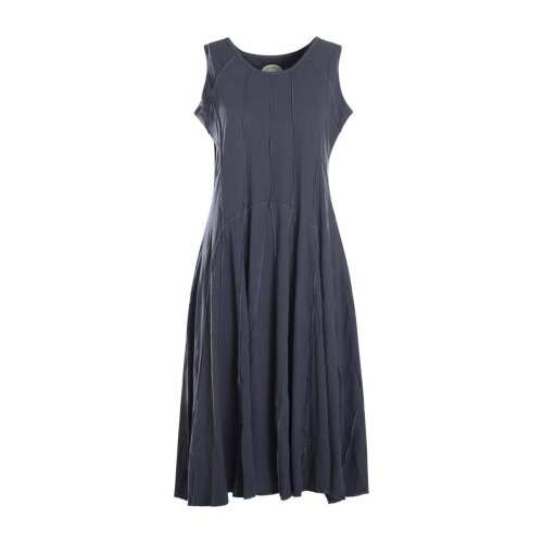 Vishes Langes Einfarbiges Damen Sommerkleid ohne Ärmel Patchwork graublau 40