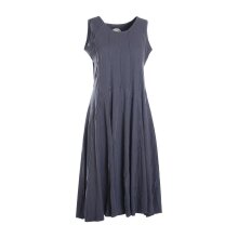 Vishes Langes Einfarbiges Damen Sommerkleid ohne Ärmel Patchwork graublau 40