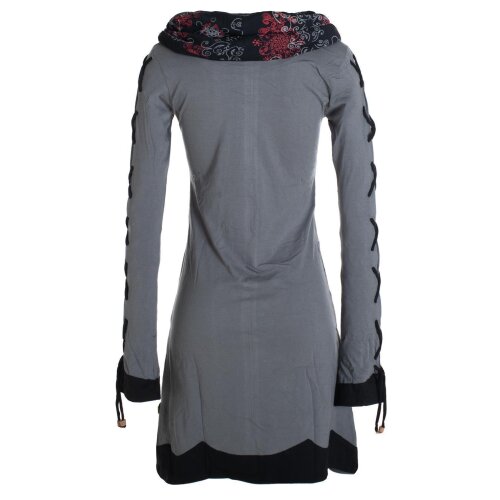 Vishes Damen Pullover - Baumwolle Fleece Mit Schalkragen In Used-Optik