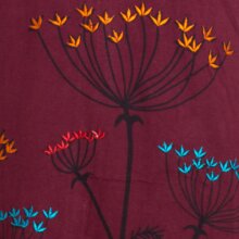 Vishes Damen Blumenkleid Langarm-Shirtkleid Schalkragen Baumwollkleid dunkelrot 46