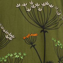 Vishes Damen Blumenkleid Langarm-Shirtkleid Schalkragen Baumwollkleid olive 34