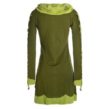 Vishes Damen Blumenkleid Langarm-Shirtkleid Schalkragen Baumwollkleid olive 38-40